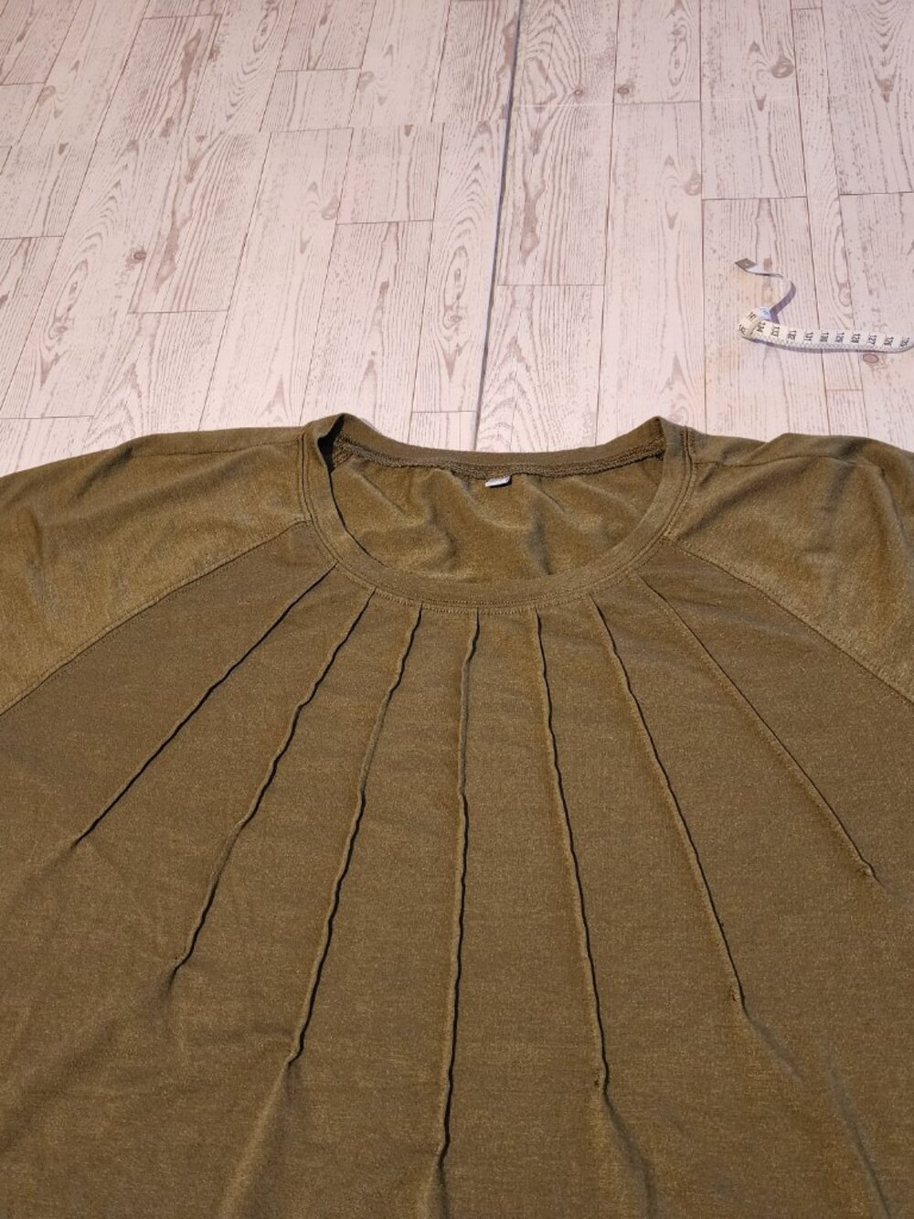 Women's 4XL Olive Green Pleated Front Blouse | Short Sleeve Plus Size Top